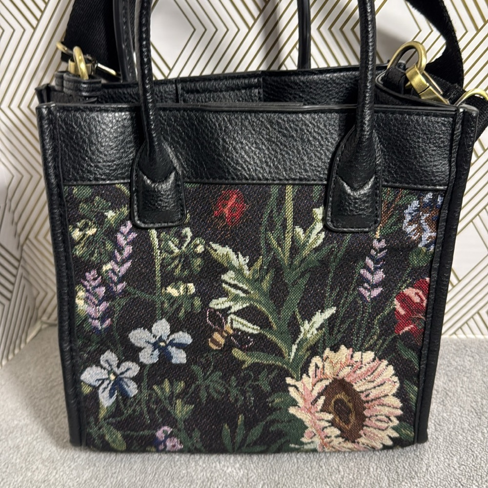 Floral Black Women's Bag flowers and‎ ladybugs unbranded - Picture 3 of 12